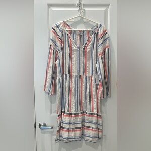 NEW…Sonoma Striped Tiered Peasant Midi Dress